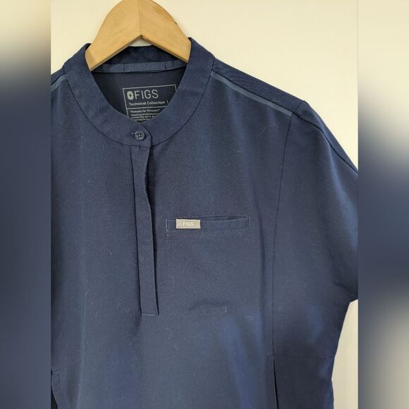 FIGS Montex Women's Navy Blue Short Sleeve Scrub Shirt Medium Zip Button BRANDED - Picture 4 of 9
